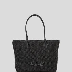 K/Signature small woven beach tote bag
