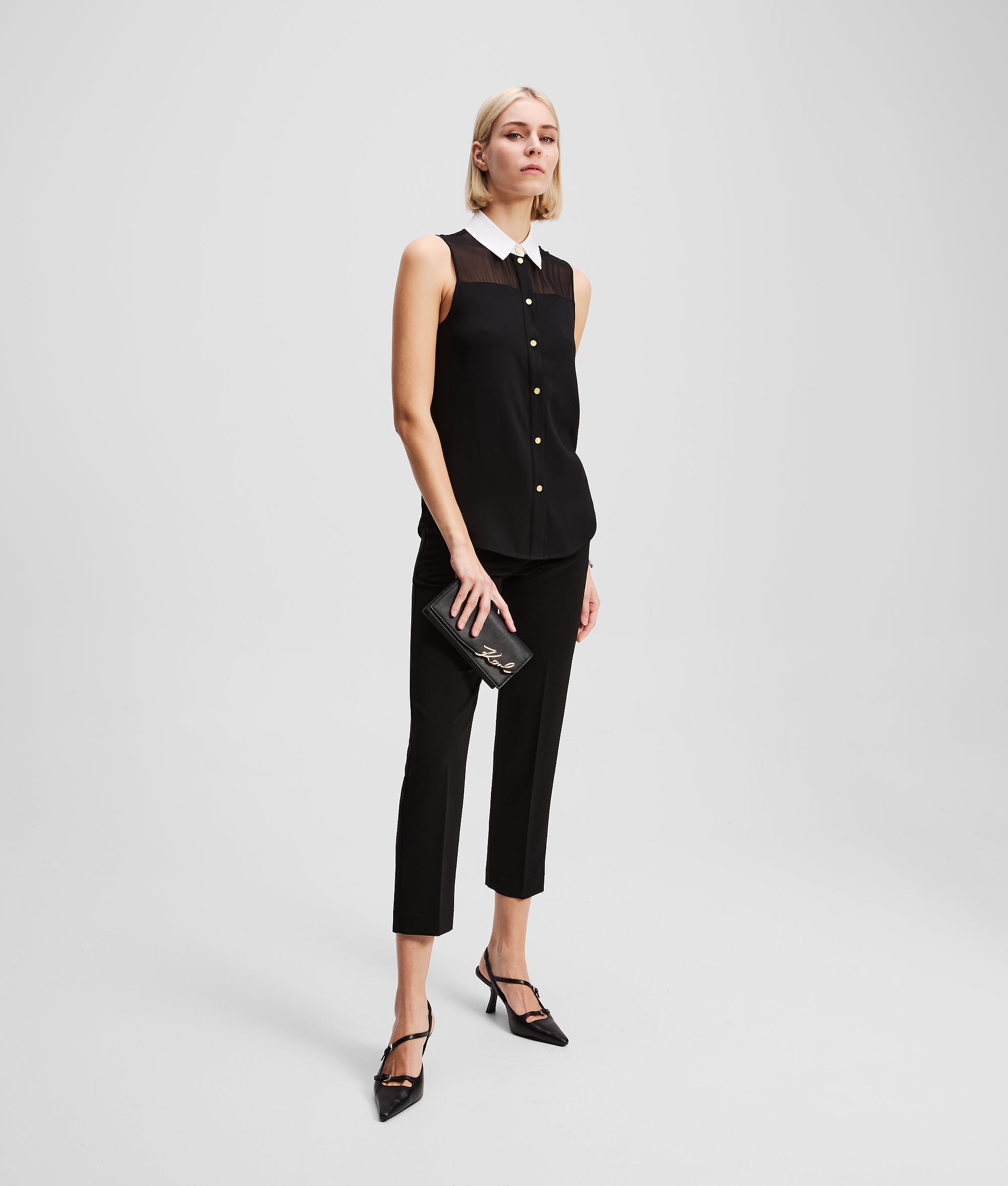 POPLIN COLLAR SLEEVELESS BLOUSE - Image 4