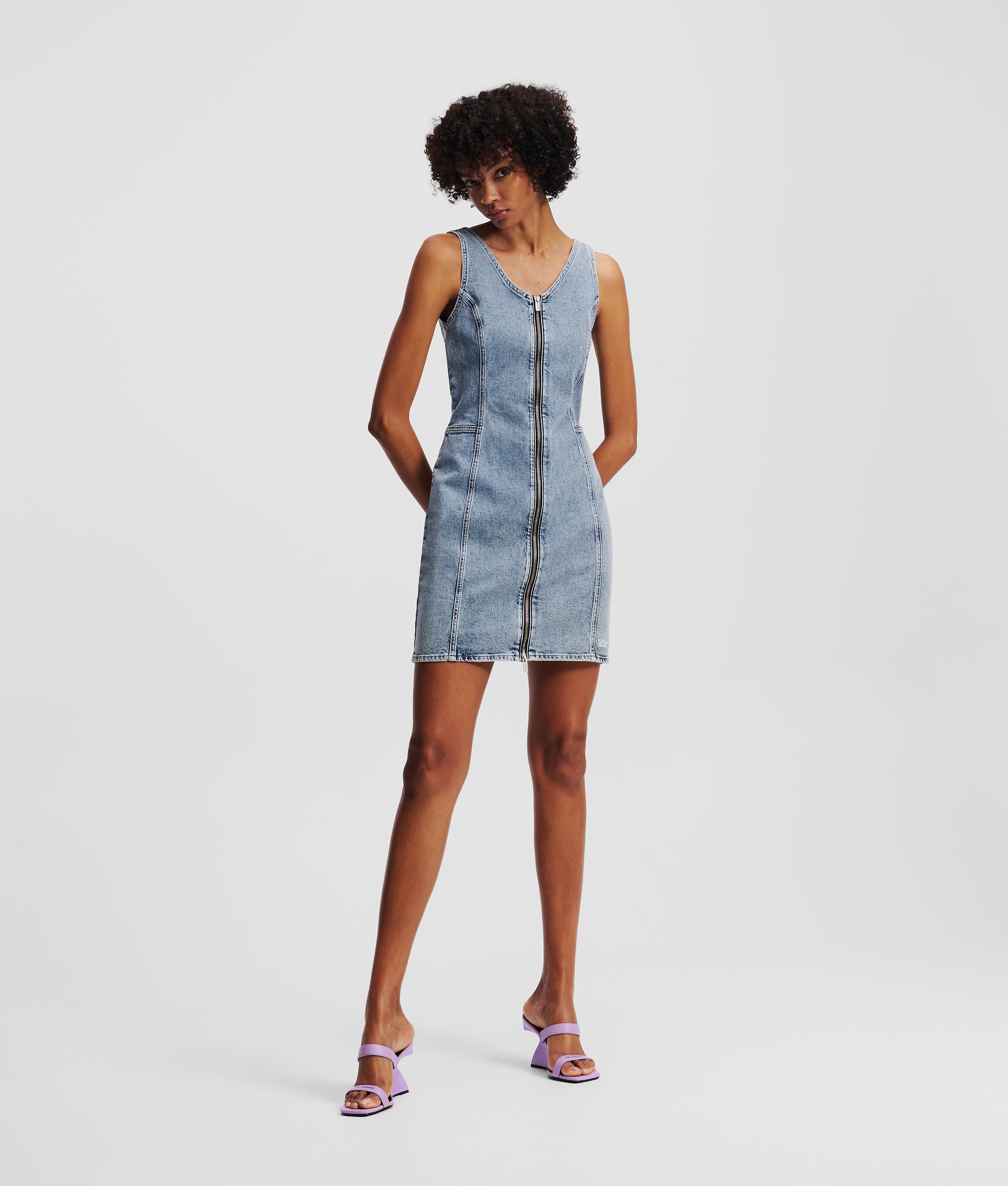 V-NECK DENIM DRESS