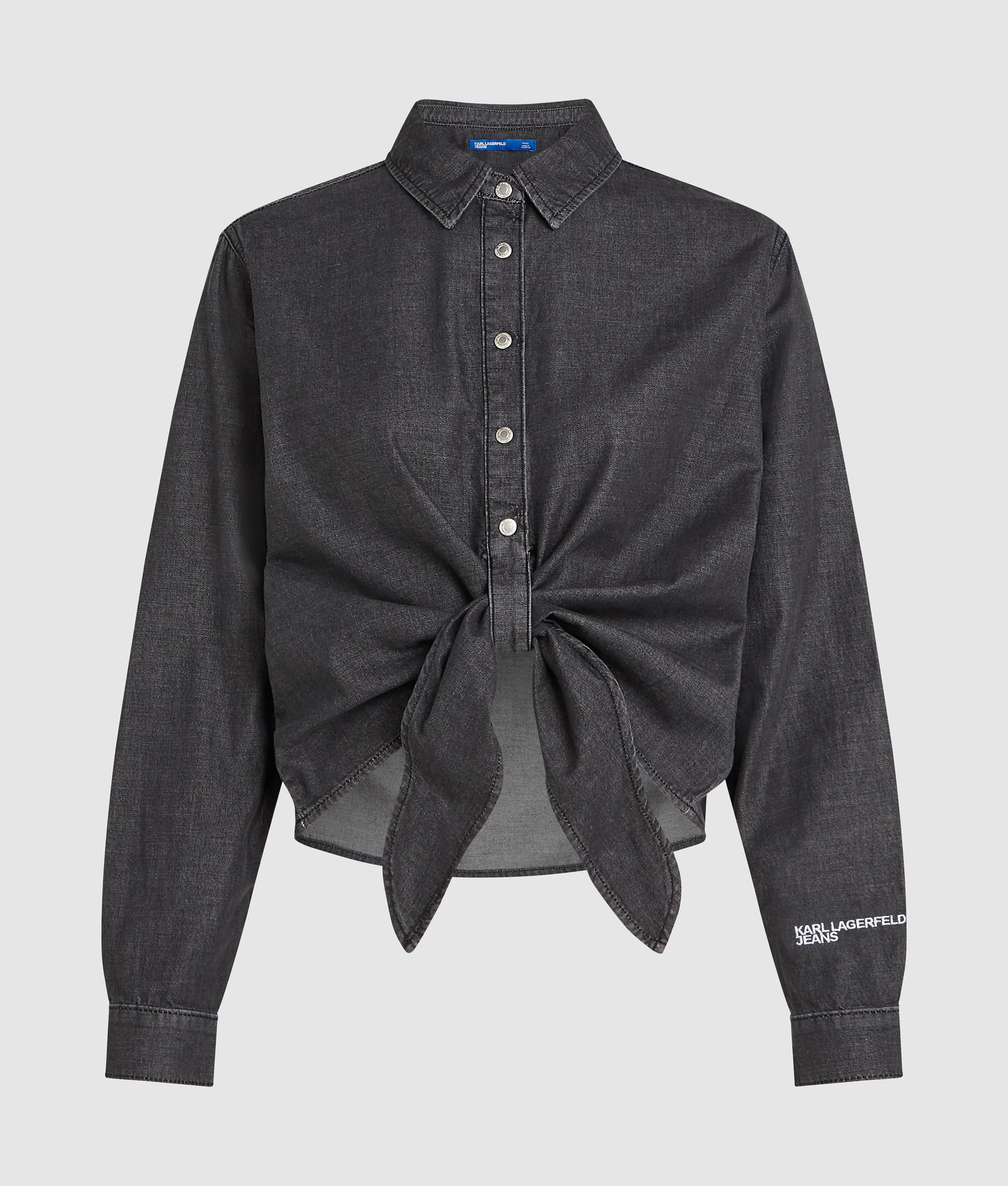 Tie-front denim shirt - Image 5