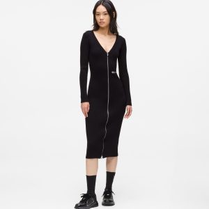 Zip-front knit dress
