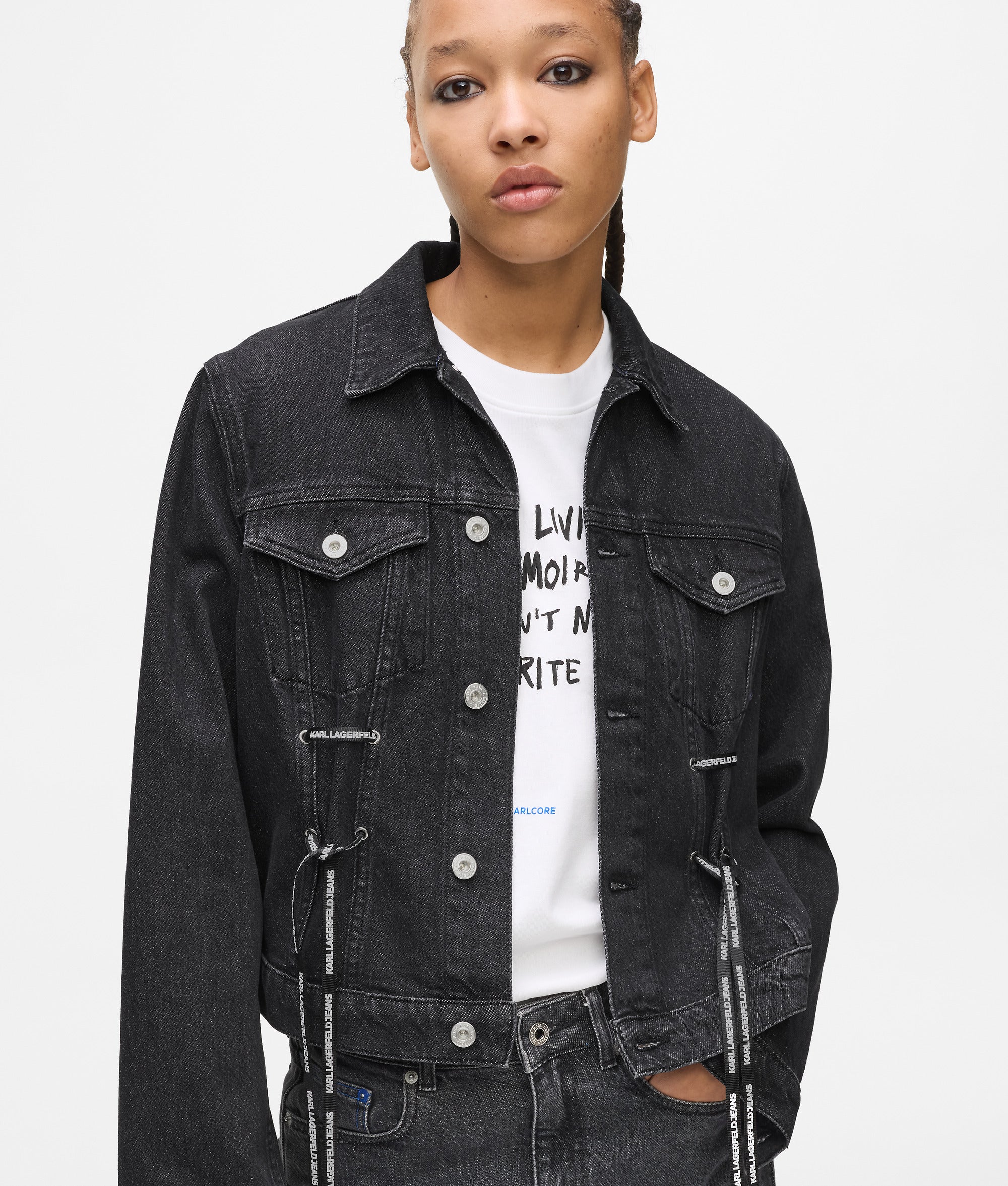 Lace-up denim jacket - Image 2