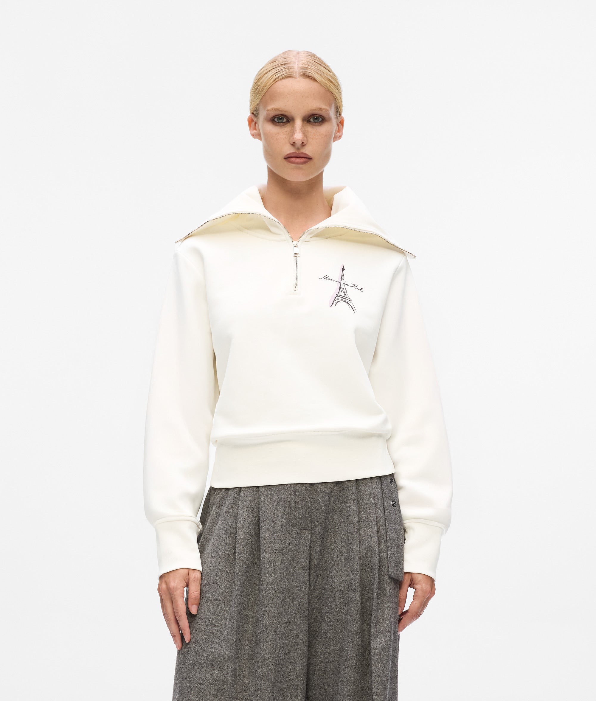 Paris sketch half-zip sweatshirt
