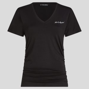 SIGNATURE V-NECK RUCHED T-SHIRT