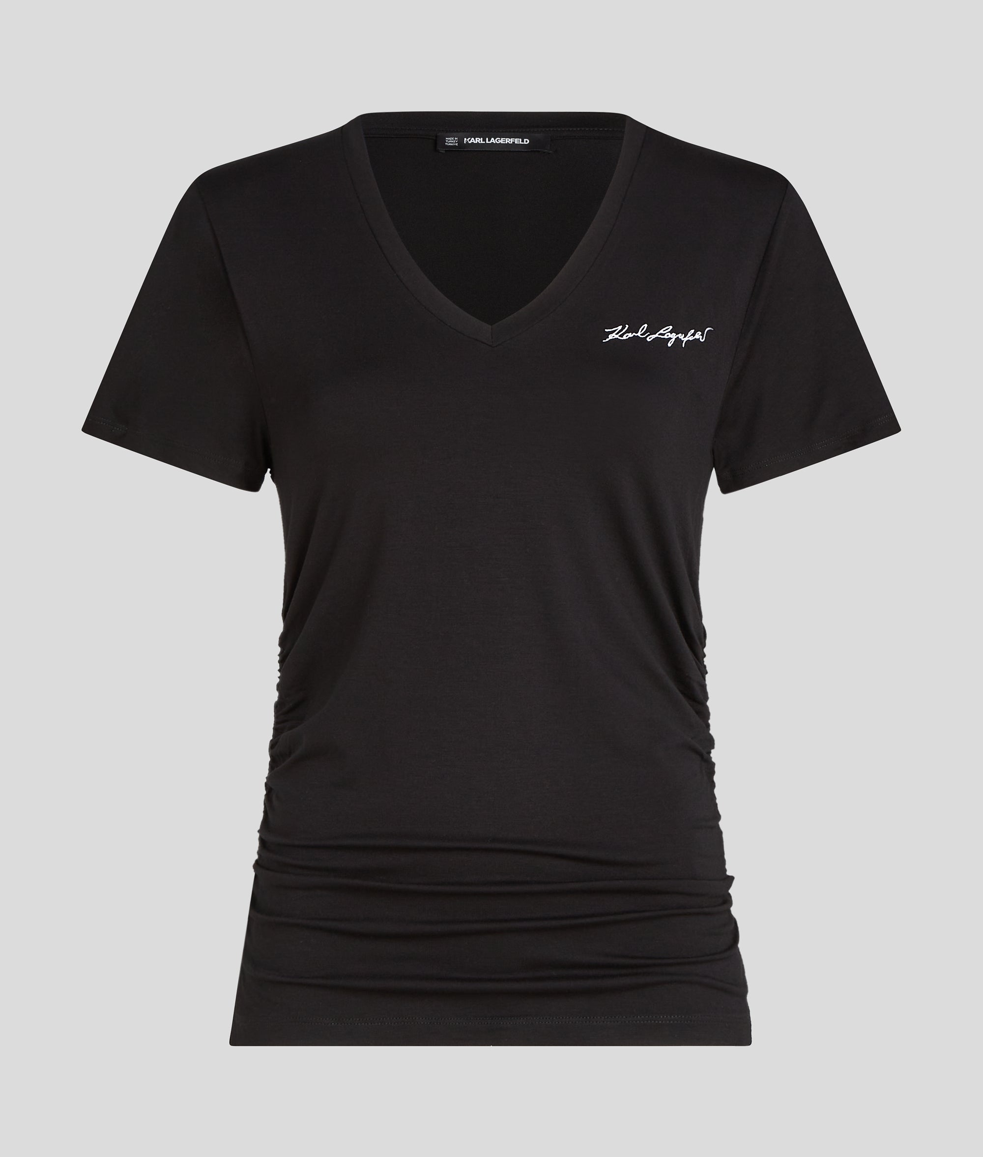 SIGNATURE V-NECK RUCHED T-SHIRT