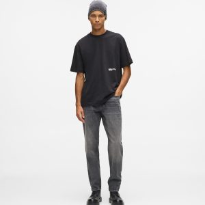 Vintage wash tapered jeans