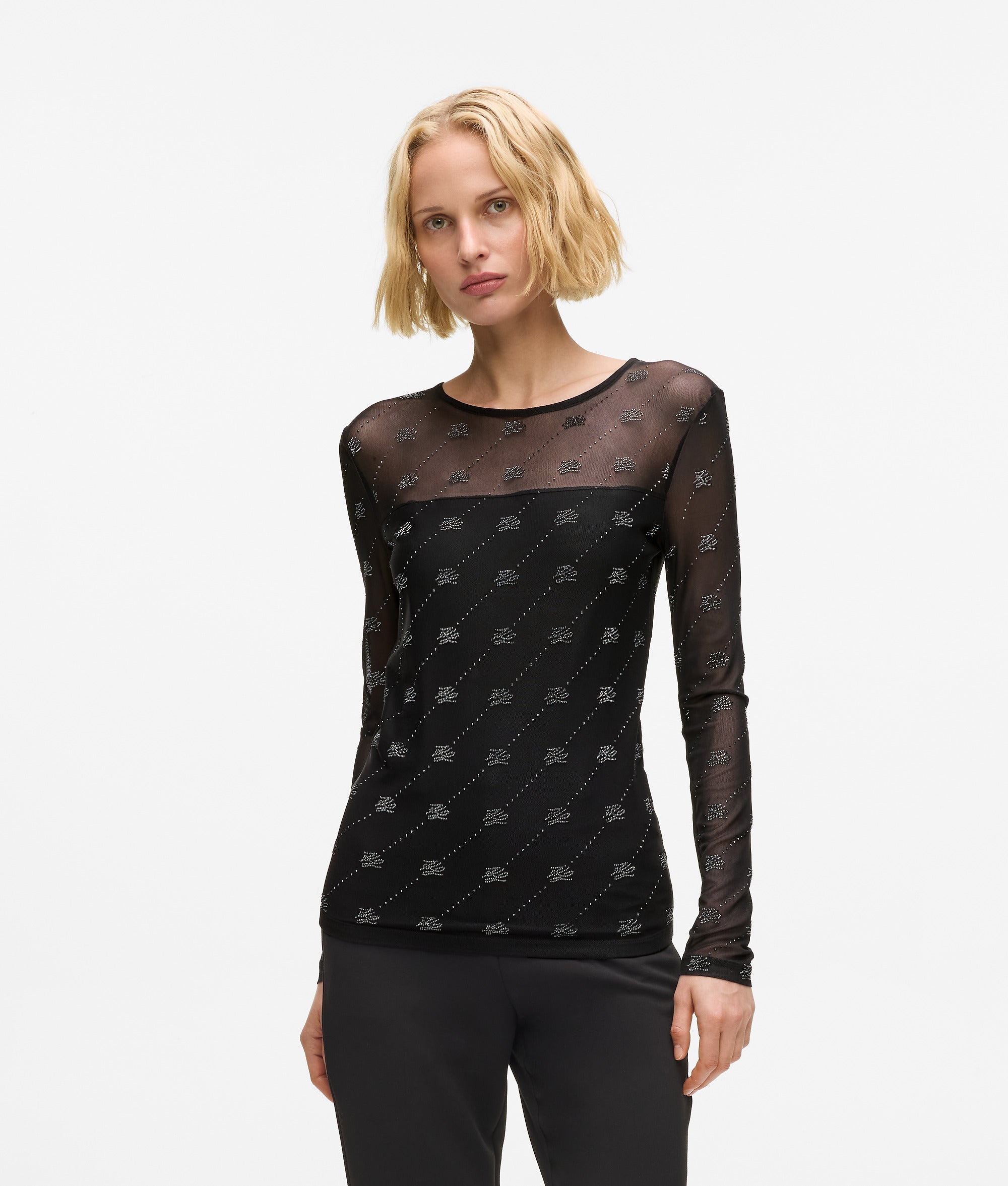 Rhinestone Autograph mesh top